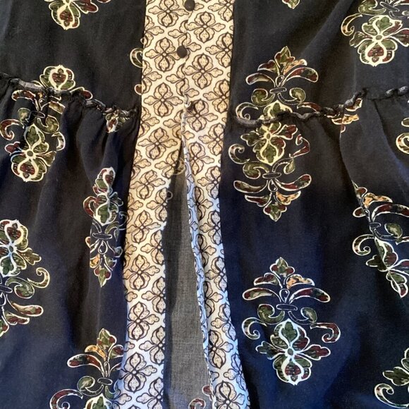 LAPIS BOHO Prairie Tiered Midi Dress Short Sleeve Empire Waist Sz M #267G - Picture 7 of 10